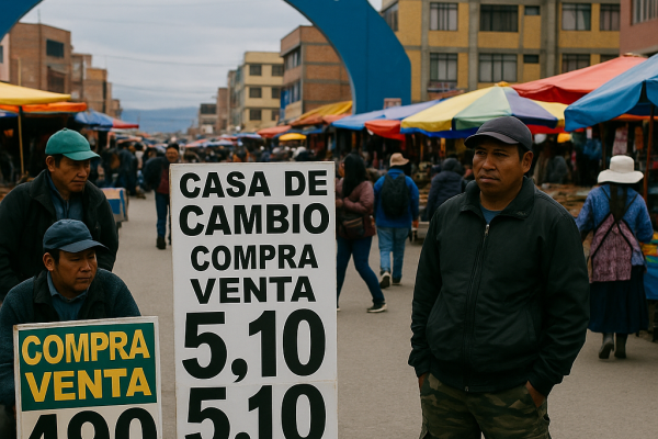 El sol peruano supera los 5 bolivianos en Desaguadero en medio de escasez de divisas